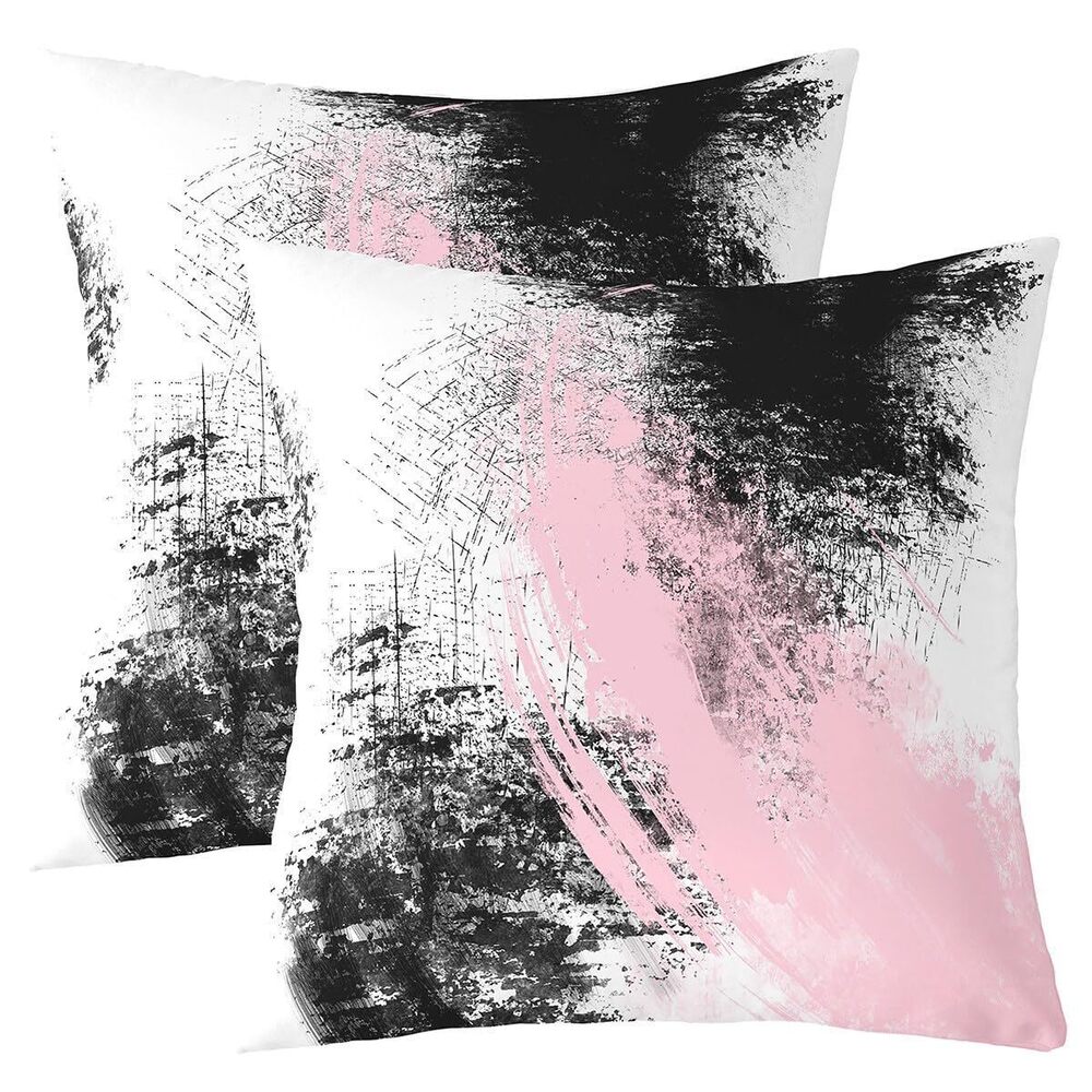 2325 Pink White Black Reversible Throw Pillow Covers 18 x 18-Inch Kids